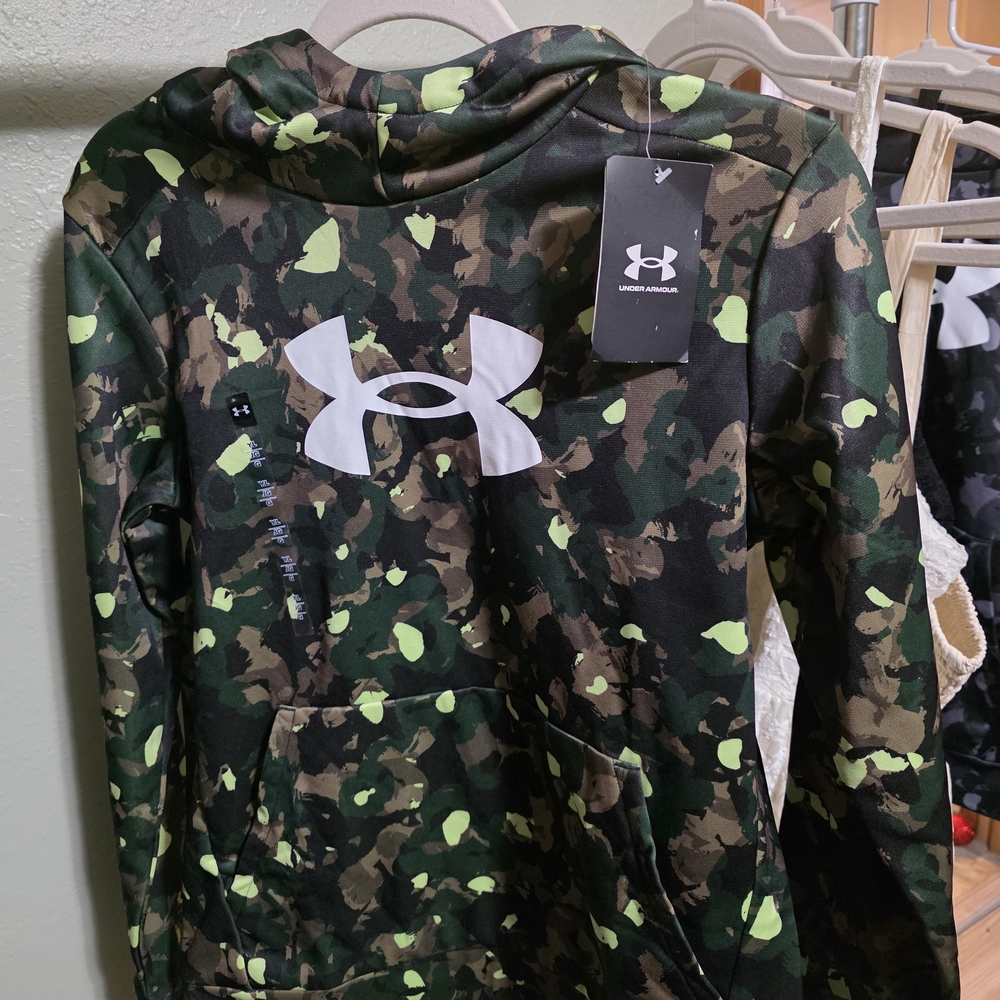 Under Armour Kids Hoodie - Green, Brown, and Black Camo